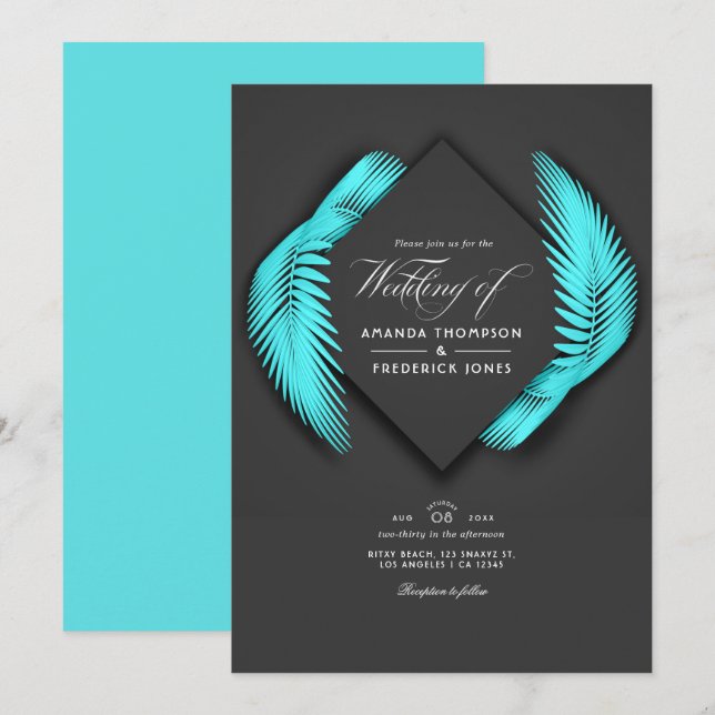 Invitación a la boda de verano en la playa (Anverso / Reverso)