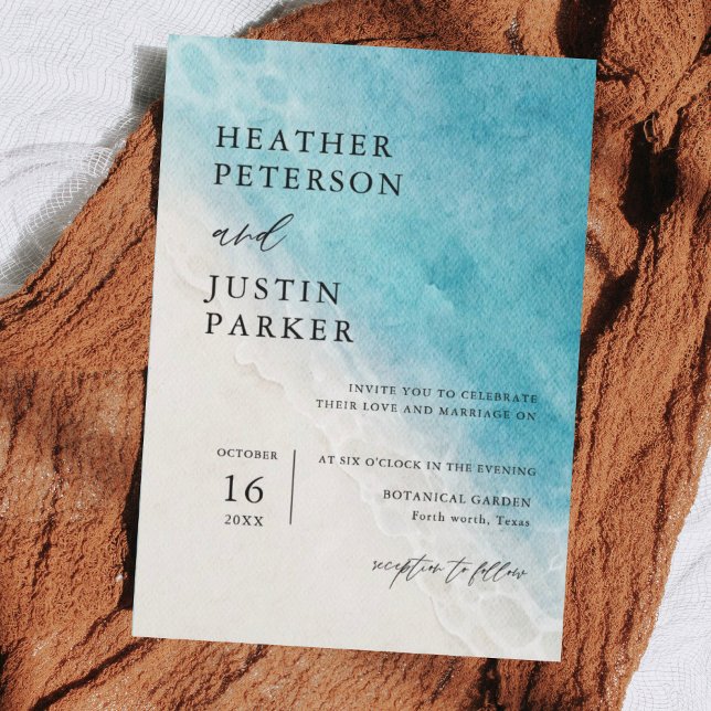 Invitación a la boda de verano en la playa azul de (Subido por el creador)