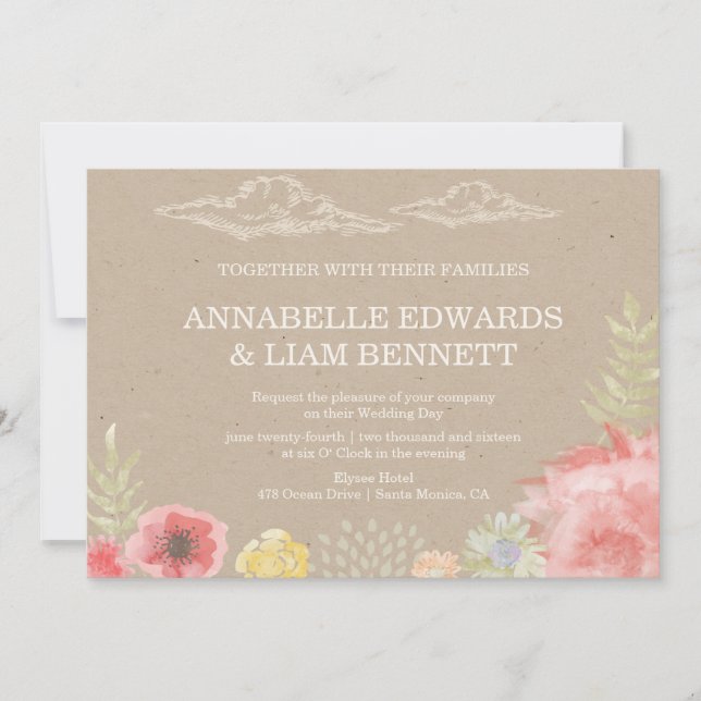 Invitación a la boda de verano en la pradera (Anverso)