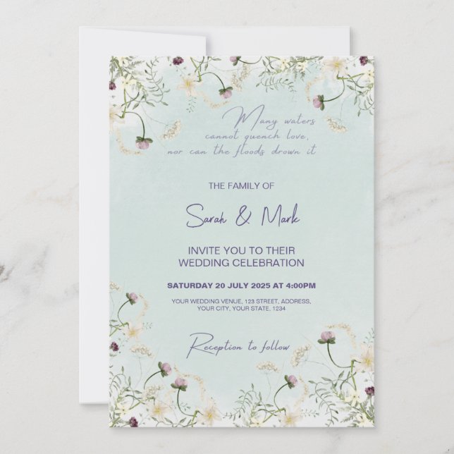 Invitación a la boda de verano: Floral, canción de (Anverso)