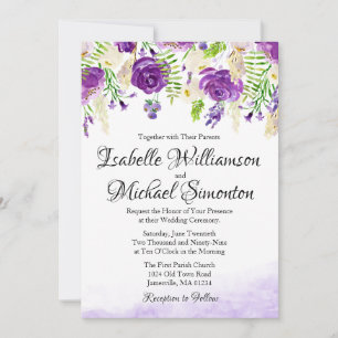 Invitación a la boda de verano floral Rosa ultra v