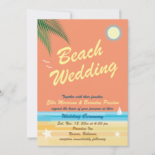 Invitación a la boda de verano naranja (Anverso)
