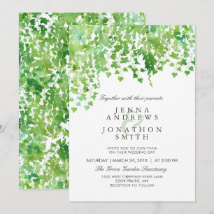 Invitación a la boda de verde colgante