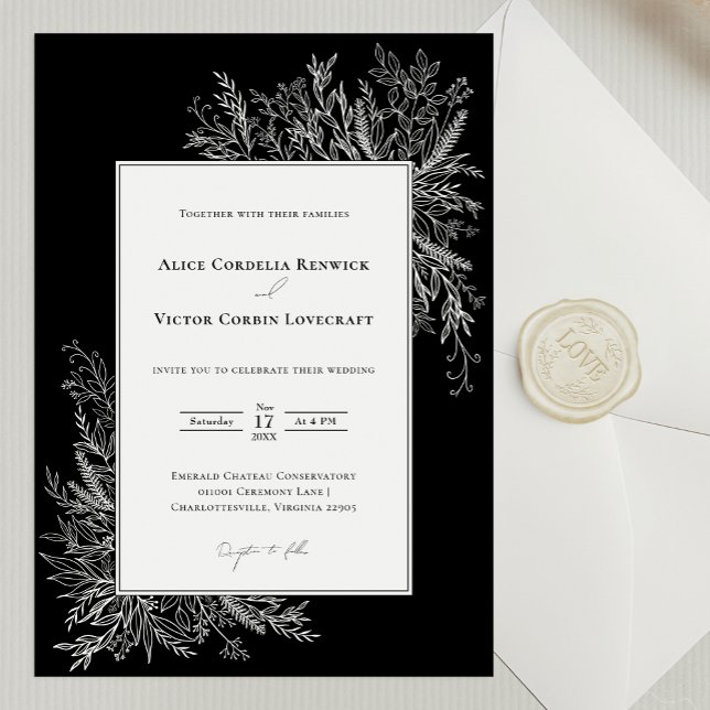 Invitación a la boda de verde negro y blanco (Subido por el creador)