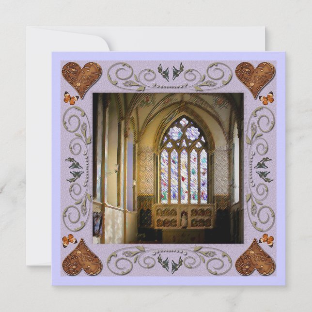 Invitación a la boda de vidrio manchado (Anverso)