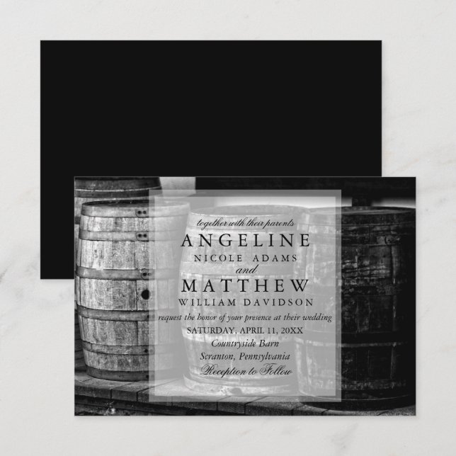 Invitación a la boda de viñas con temática de vino (Anverso / Reverso)