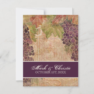 Invitación a la boda de viñas de uva de edad avanz