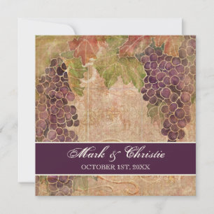 Invitación a la boda de viñas de uva de edad avanz