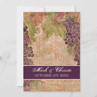 Invitación a la boda de viñas de uva de edad avanz