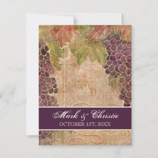 Invitación a la boda de viñas de uva de edad avanz