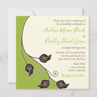 Invitación a la boda de Vine de Marfil y Verde de