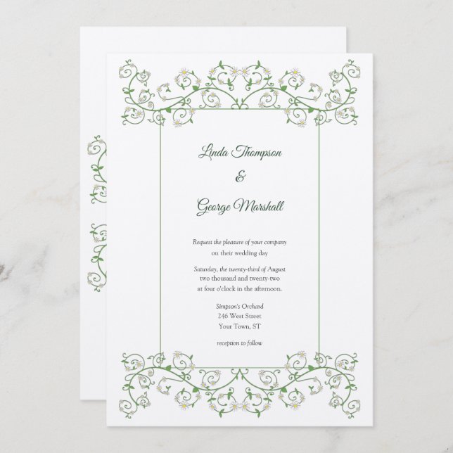 Invitación a la boda de Vine Heart Trellis (Anverso / Reverso)