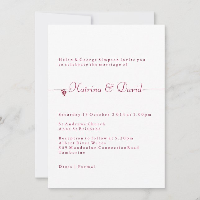Invitación a la boda de viñedos (Anverso)