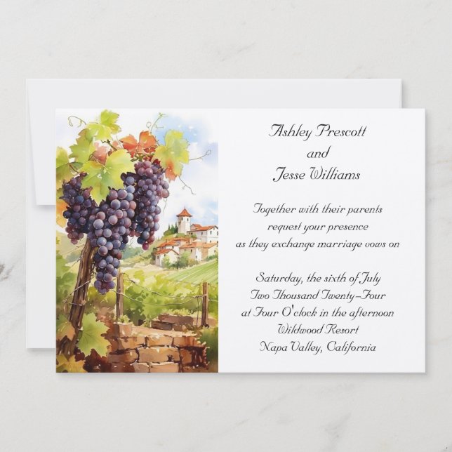 Invitación a la boda de viñedos (Anverso)