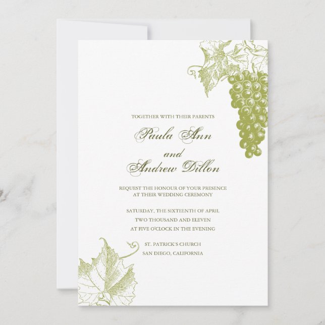 Invitación a la boda de viñedos (Anverso)