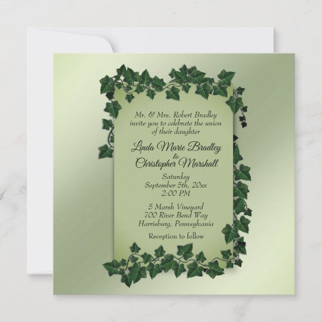 Invitación a la boda de Vines Verdes Verdes Verani (Anverso)