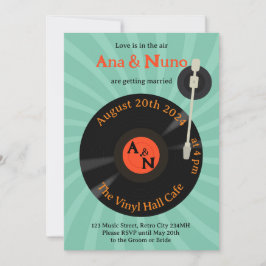Invitación a la boda de vinilo retro