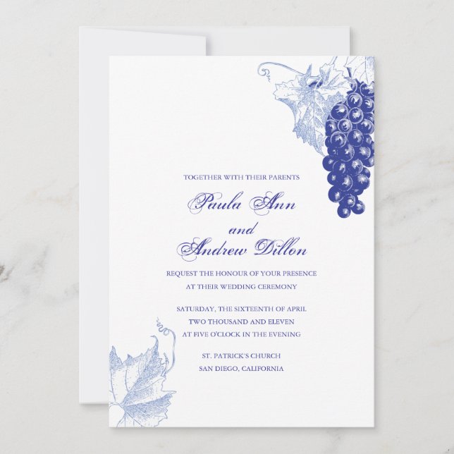 Invitación a la boda de vino (Anverso)