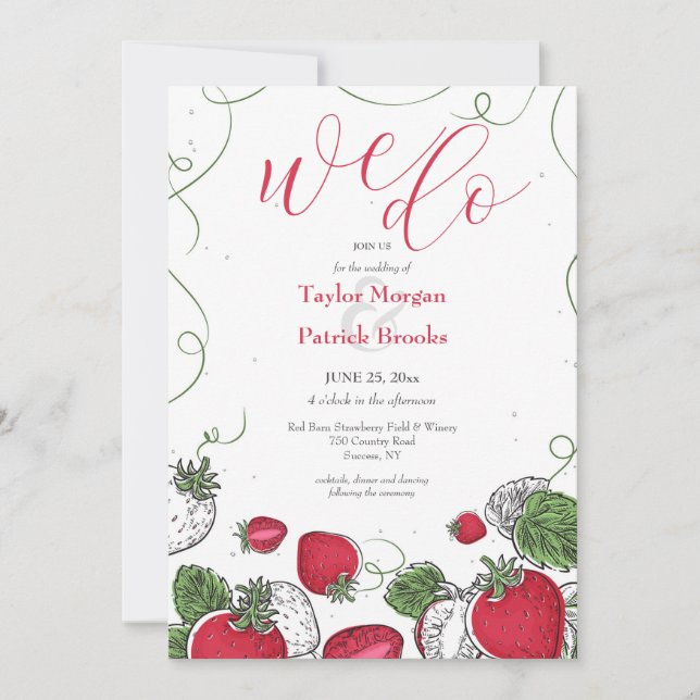 Invitación a la Boda de Vino de Fresas (Anverso)