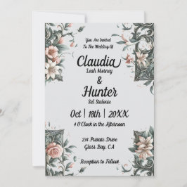 Invitación a la Boda de Vino Floral Teresa