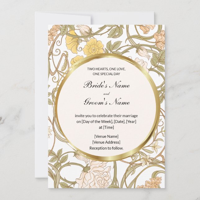 Invitación a la boda de vinos florales (Anverso)