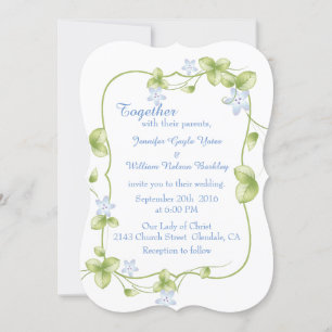 Invitación a la boda de vinos florales azules