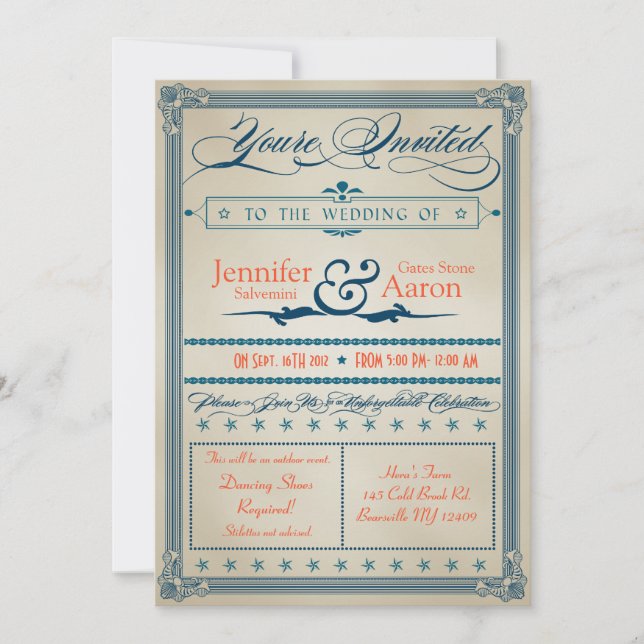 Invitación a la boda de Vintage (Anverso)