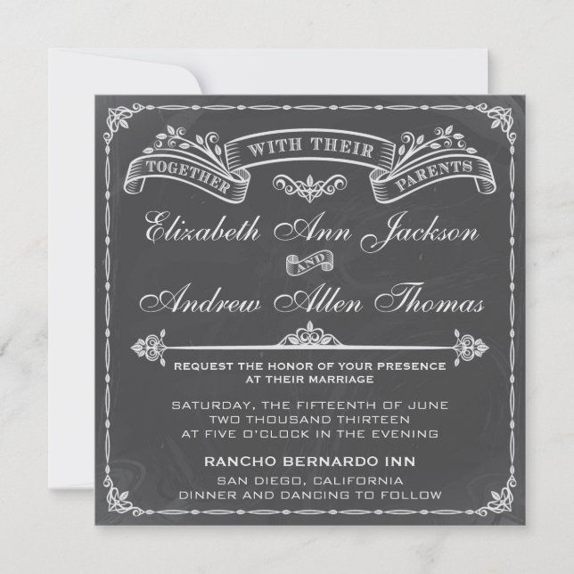 Invitación a la boda de Vintage (Anverso)