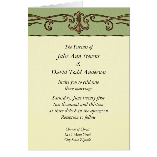 Invitación a la boda de Vintage (Frente)