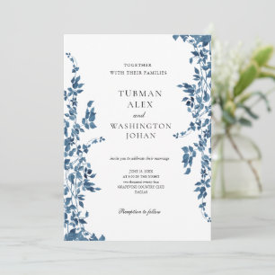 Invitación a la boda de Vintage Blue Floral