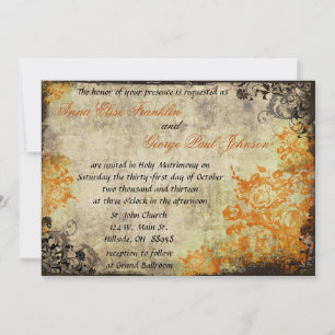 Invitación a la boda de Vintage de Rosas naranjas.