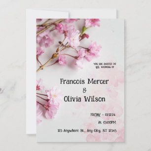 Invitación a la boda de Vintage en blanco rosado