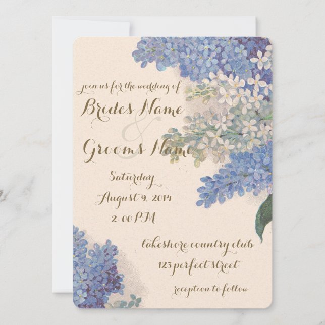 Invitación a la boda de Vintage Lilacs (Anverso)