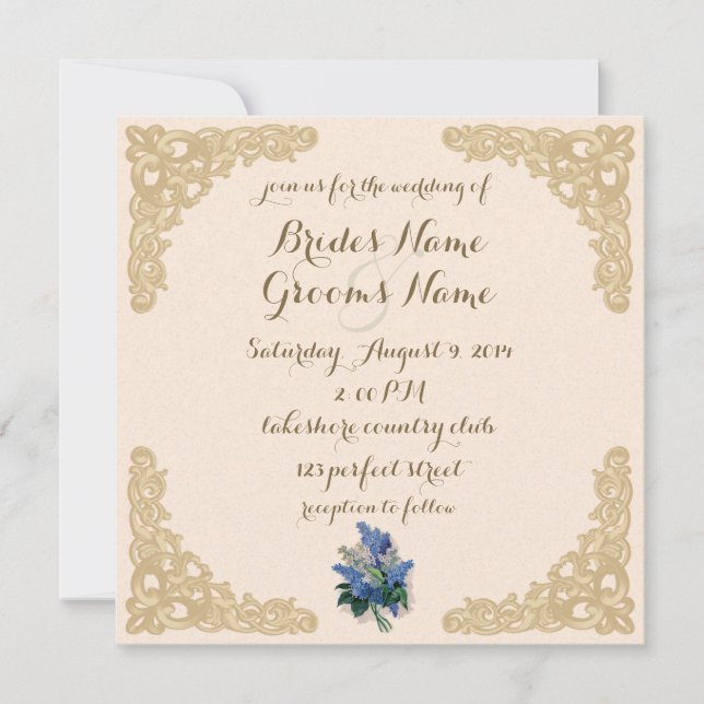 Invitación a la boda de Vintage Lilacs (Anverso)