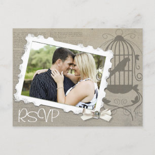 Invitación a la boda de Vintage RSVP con foto
