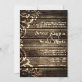 Invitación a la Boda de Vintage Rustic Barn Wood D