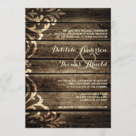 Invitación a la Boda de Vintage Rustic Barn Wood D