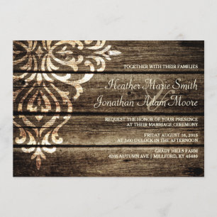 Invitación a la Boda de Vintage Rustic Barn Wood D