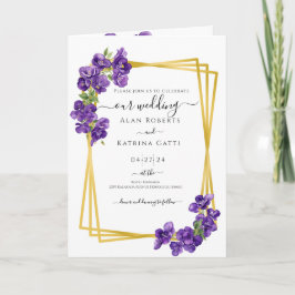 Invitación a la boda de violetas púrpura profundas