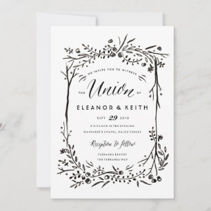 Invitación a la boda de Watercolor Woodland - Unió