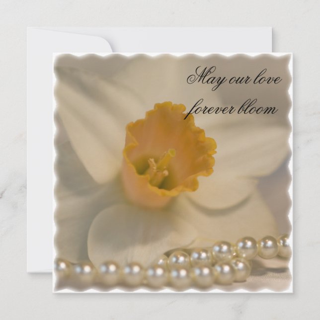 Invitación a la boda de White Daffodil y Pearls (Anverso)