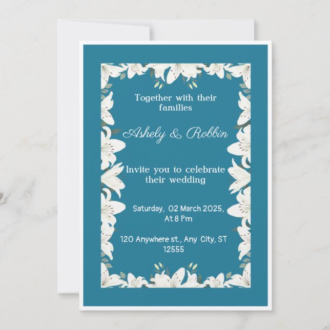 Invitación a la boda de White Lily (Anverso)