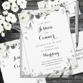 Invitación a la boda de White Peony Greenery