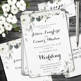 Invitación a la boda de White Peony Greenery