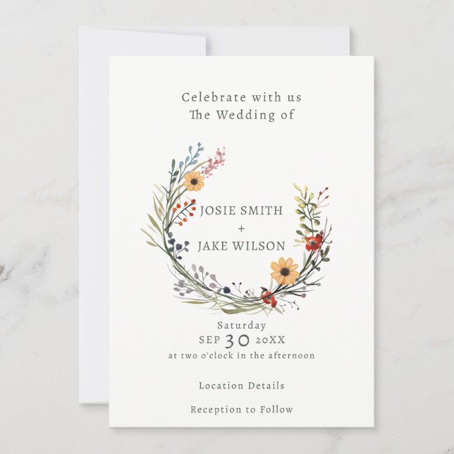 Invitación a la boda de Wildflower boda (Anverso)