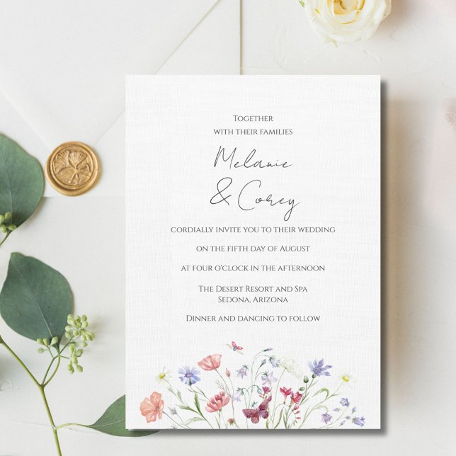 Invitación a la boda de Wildflower Boho al aire li (Wildflower Boho Outdoor Wedding Invitation)