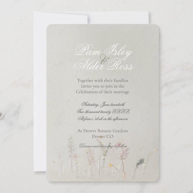 Invitación a la boda de Wildflower Jars Boho (Anverso)