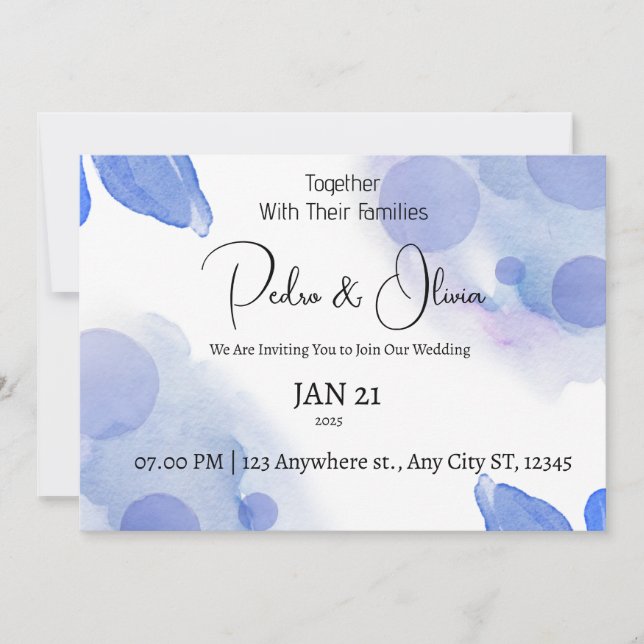 Invitación a la boda de Wildflower Periwinkle (Anverso)
