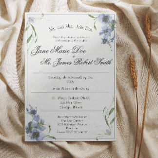 Invitación a la boda de Wildflower Periwinkle