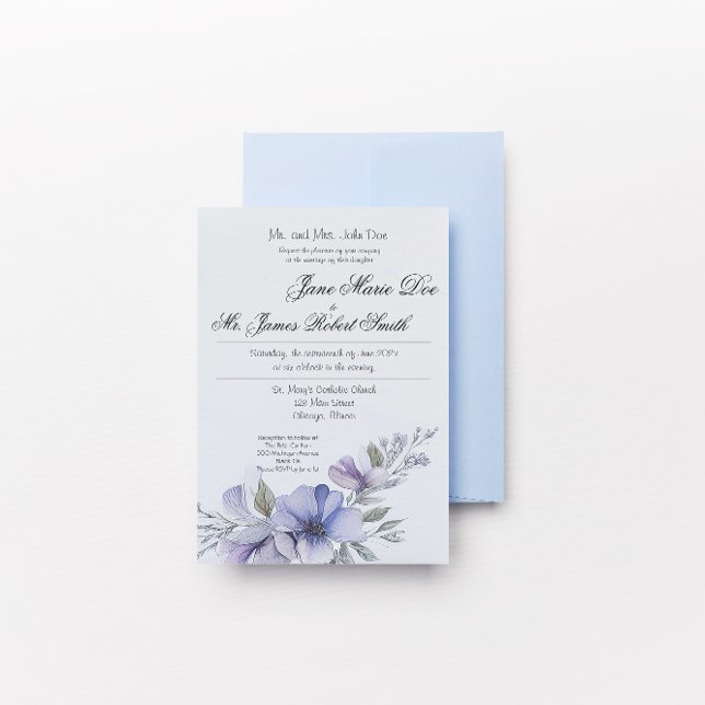 Invitación a la boda de Wildflower Periwinkle (Subido por el creador)